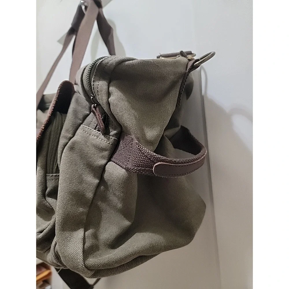 Vintage Canvas & Leather Duffle Bag – Large Travel Hunting Weekender, 2 Magnetic